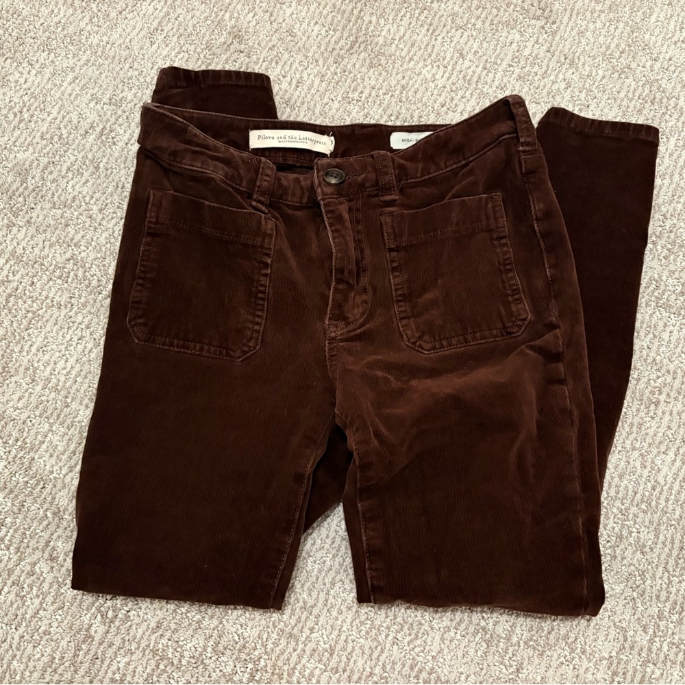 Pilcro and the Letterpress Anthropologie Chocolate Corduroy Pants